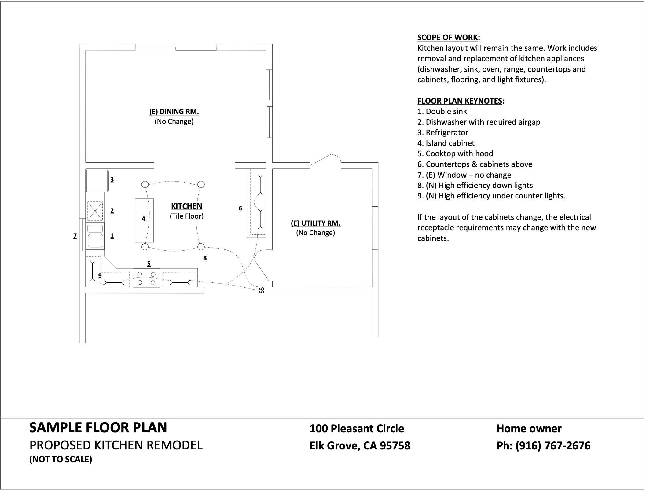 Sample kitchen floor plan