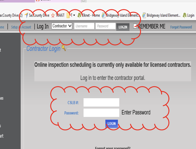 Instructions for logging in to the permit portal