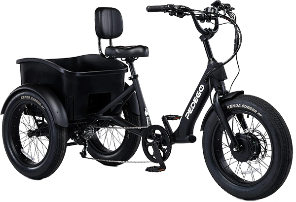 "a photo of an e-trike named pedego fat tire trike"