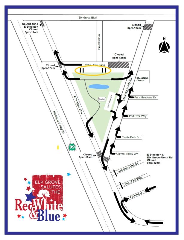 "Map of road closures for July 4 as written above"