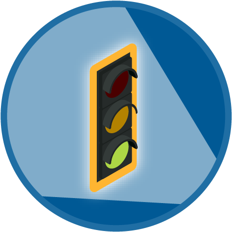 Icon showing a traffic signal with a reflective backplate.
