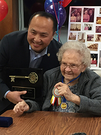 Lydia-Wacker receiving the award