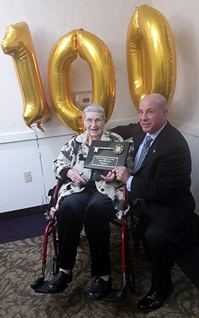 Bertha Weber Kraus receiving the award